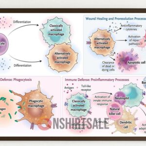 Macrophage Immune Response Poster Framed Medical Science Wall Art 1