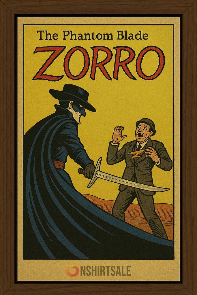 The Phantom Blade of Zorro Poster, Retro Comic Style Wall Art Print The Phantom Blade of Zorro Poster, Retro Comic Style Wall Art Print