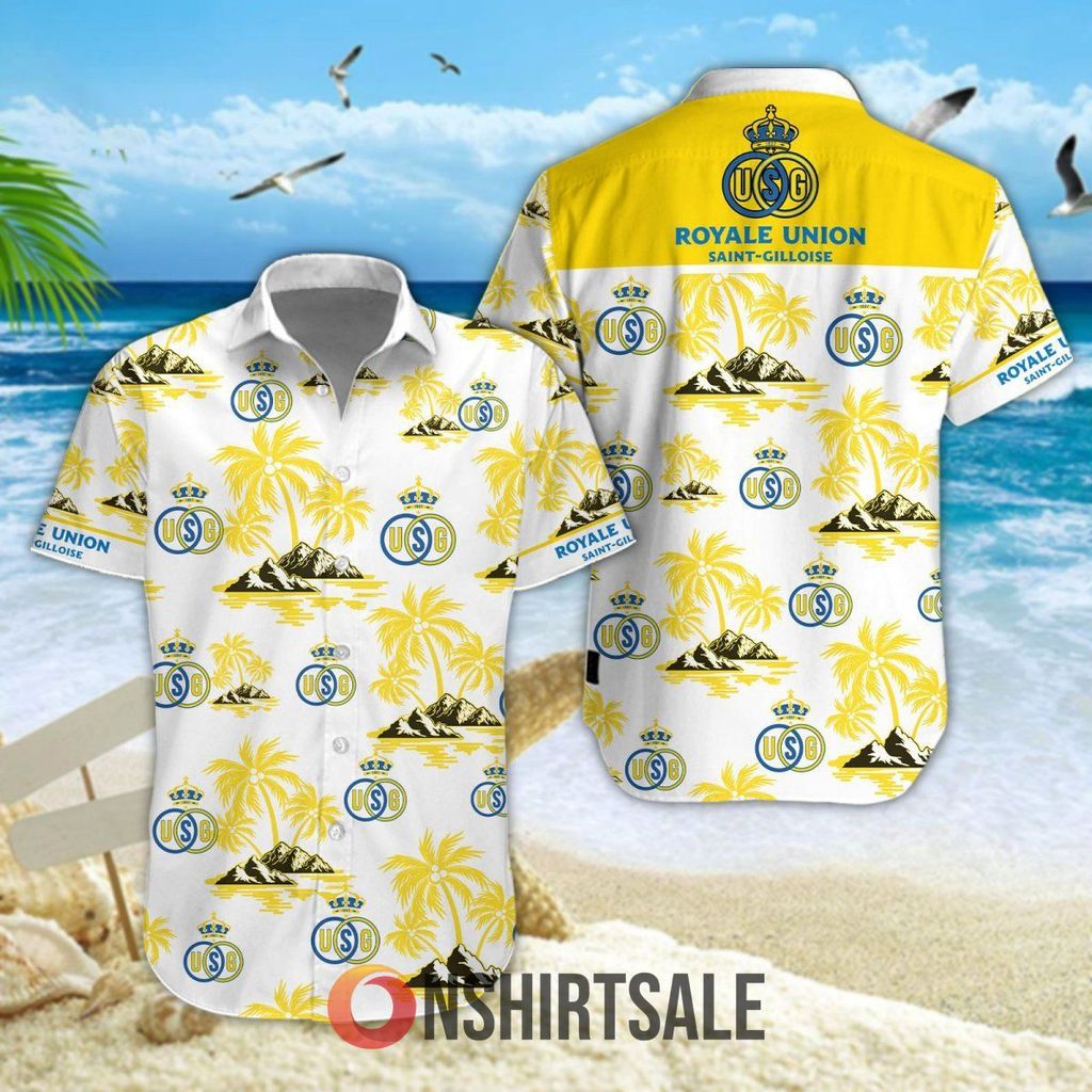 Union Saint Gilloise Hawaiian Shirt And Shorts Set , Tropical Soccer Union Saint Gilloise Hawaiian Shirt And Shorts Set , Tropical Soccer