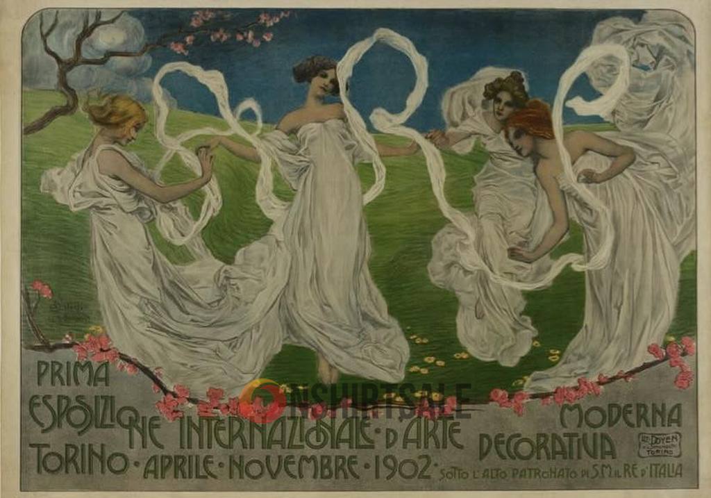 Art Nouveau Poster Print, 1902 Torino International Decorative Arts Exhibition, Vintage Italian Wall Art
