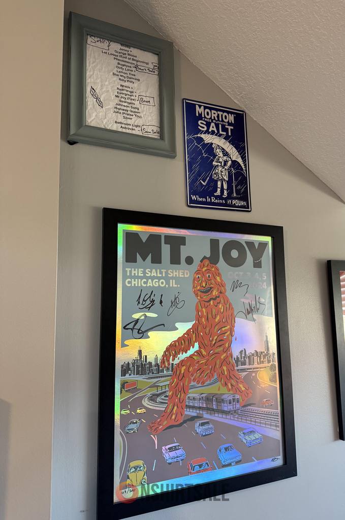 Framed Mt. Joy Concert Poster, Signed Chicago Salt Shed Holographic Print with Morton Salt and Setlist Wall Art Framed Mt. Joy Concert Poster, Signed Chicago Salt Shed Holographic Print with Morton Salt and Setlist Wall Art