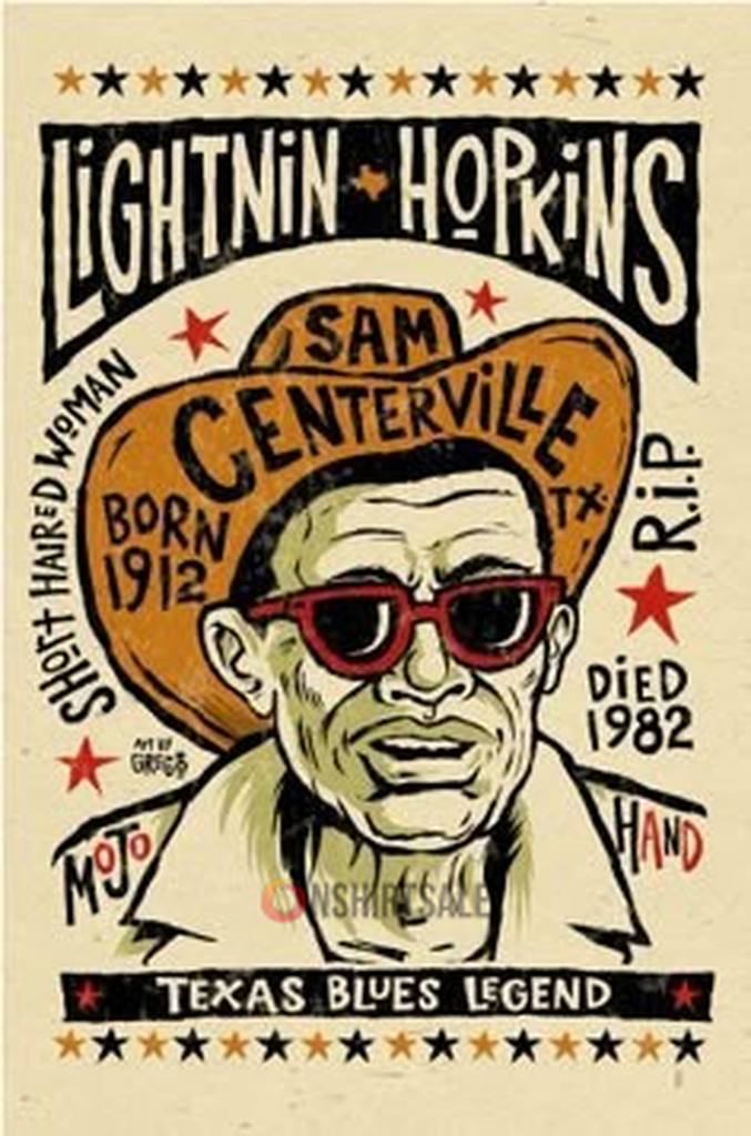 Lightnin’ Hopkins Poster, Texas Blues Legend Sam Centerville Artwork Lightnin’ Hopkins Poster, Texas Blues Legend Sam Centerville Artwork
