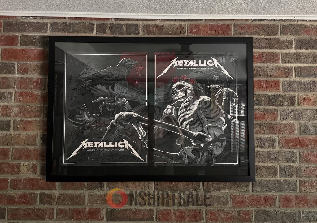 Metallica Arlington TX 2023 Concert Poster, Framed Wall Art, Skeleton &Raven Design Metallica Arlington TX 2023 Concert Poster, Framed Wall Art, Skeleton &Raven Design